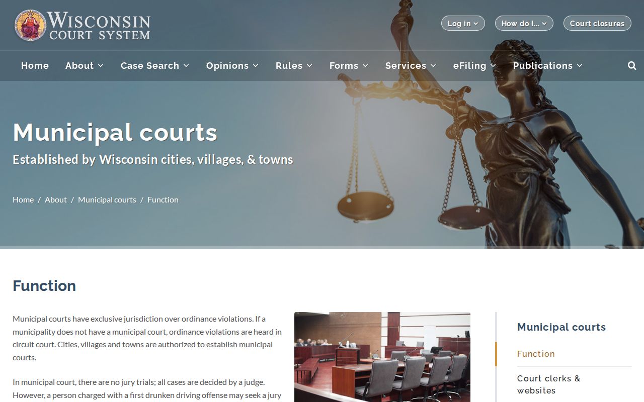 Rhinelander court docket municipal jurisdiction and circuit court fallback